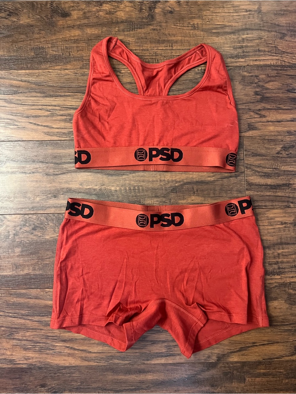 PSD Orange-Red Racerback Sports Bra and Boyshorts Set